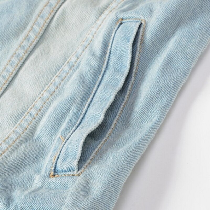 Koreanische Dünne Plus Größe 4XL 5XL Männer Denim Westen Ärmel Ausgefranste Patchwork Loch Jean Jacken Weste Streetwear