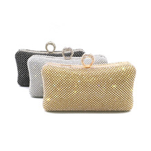 Rhinestone women clutch bags diamonds finger ring ladies vintage evening bags crystal wedding bridal handbags purse bags holder