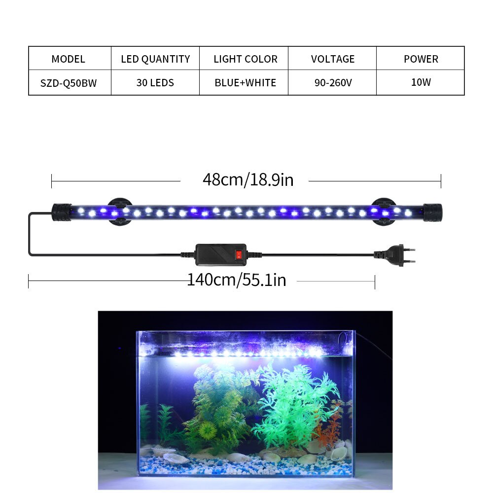 Zeven Masterrgb Aquarium Licht 18-57Cm Afstandsbediening Duiken Lamp Kleurrijke Lamp 90-260V Lamp Voor planten Aquarium Amfibische Gebruik: SZDQ50BW