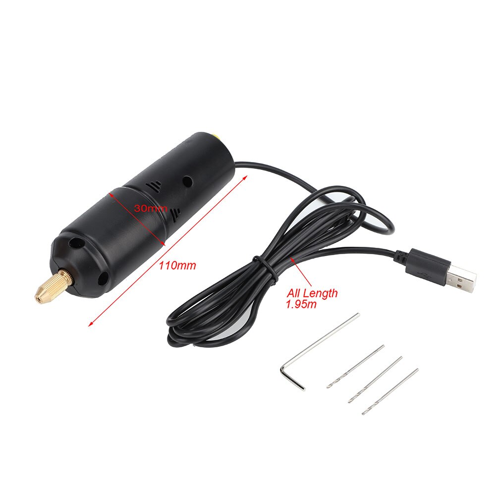 Portable Mini Small Electric Drills Handheld Micro USB Drill with 3pc Bits DC 5V