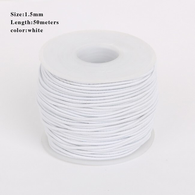 Dia cordon élastique rond en perles de 0.8/1.2/1.5mm, fil extensible, ficelle/corde pour fabriquer des colliers, Bracelet, fourniture de matériel bijoux à bricoler soi-même: White 40m