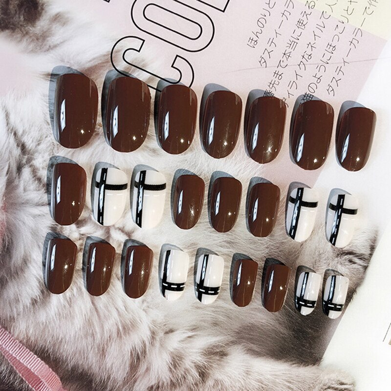 1 ensemble acrylique faux ongles Art conseils carré moyen ongles paillettes décoration