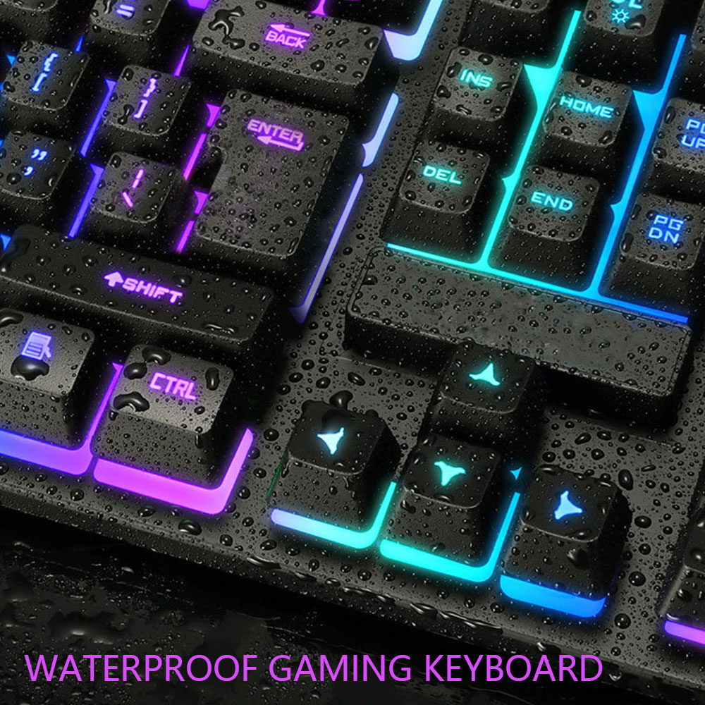 TF200 Rainbow Backlit USB Ergonomic Gaming Keyboard Mechanical Keyboard and Mouse Kit for PC Gaming Keyboard Kit