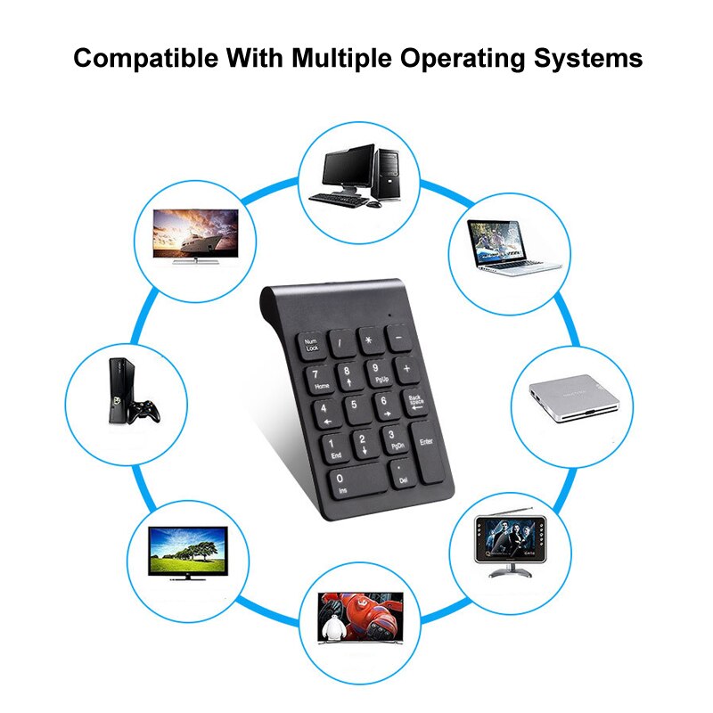 Liten størrelse 2.4 ghz trådløst numerisk tastatur numerisk tastatur 18 taster digitalt tastatur for regnskap teller bærbare notebook-nettbrett