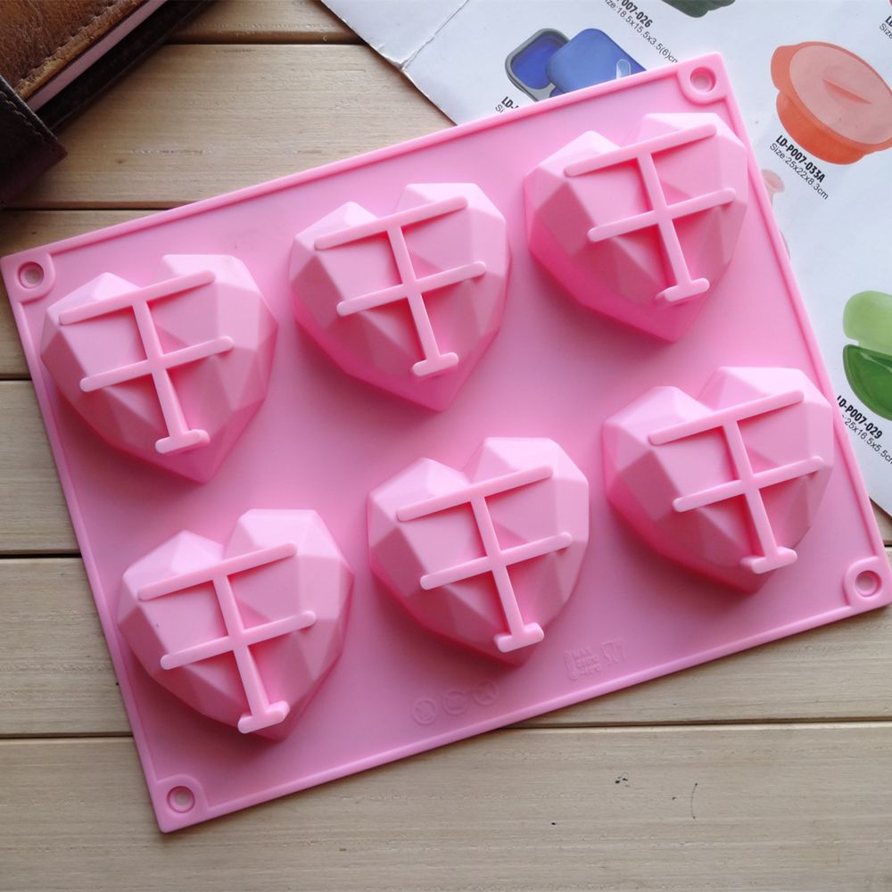 1 pièces Silicone Fondant moule coeur diamant gâteau chocolat moule Non toxique ustensiles de cuisson forme bricolage savon pâtisserie outils accessoires de cuisine