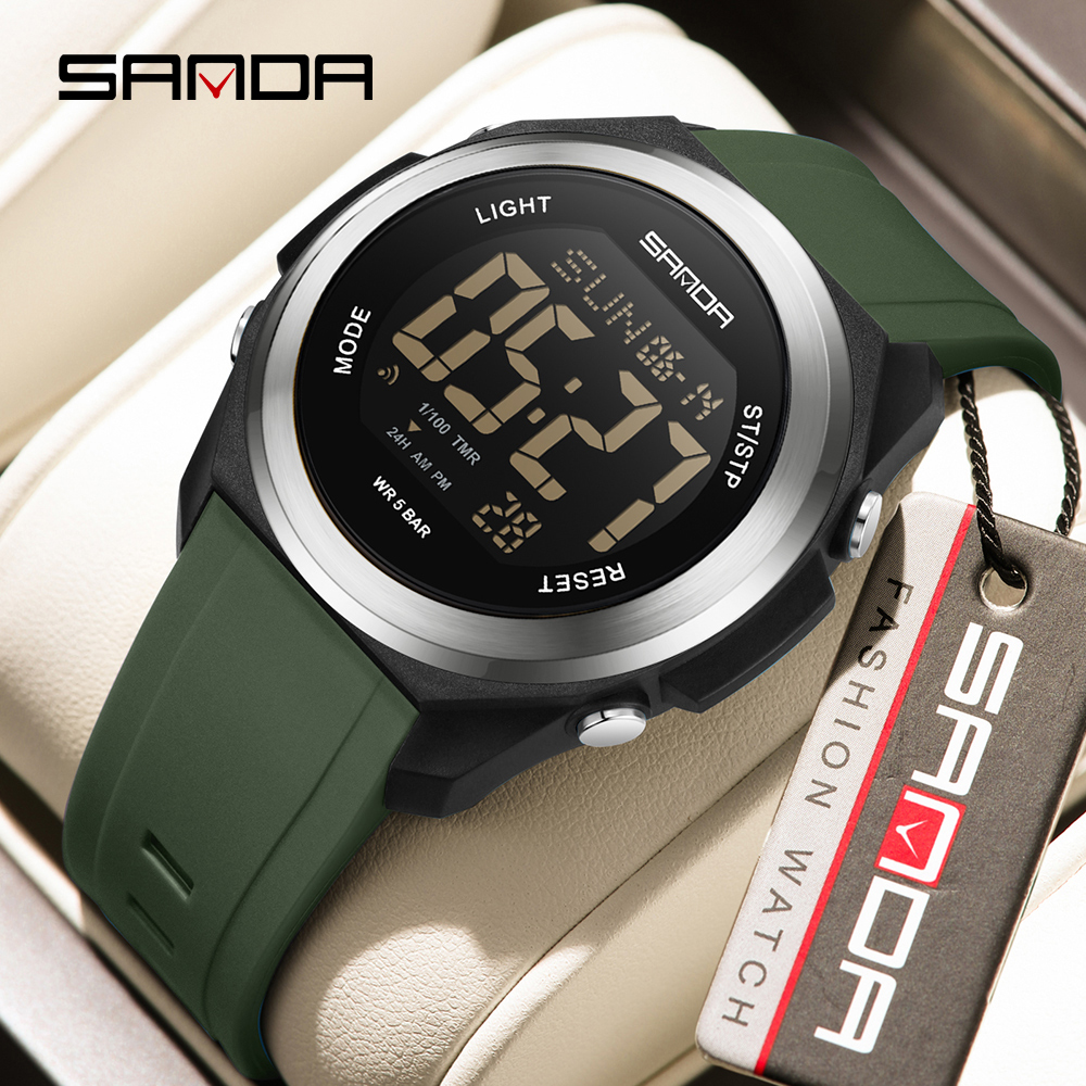 Sanda 2199 new sports watch with waterproof timing and multiple luminous electronic clocks, alarm clock reminder, men's watches