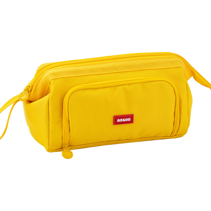 Angoo Cute Pencil Case Special Macaron Color Side Window Canvas Big Pencil Pouch Pen Box Storage Bag Student School Stationery: Orange