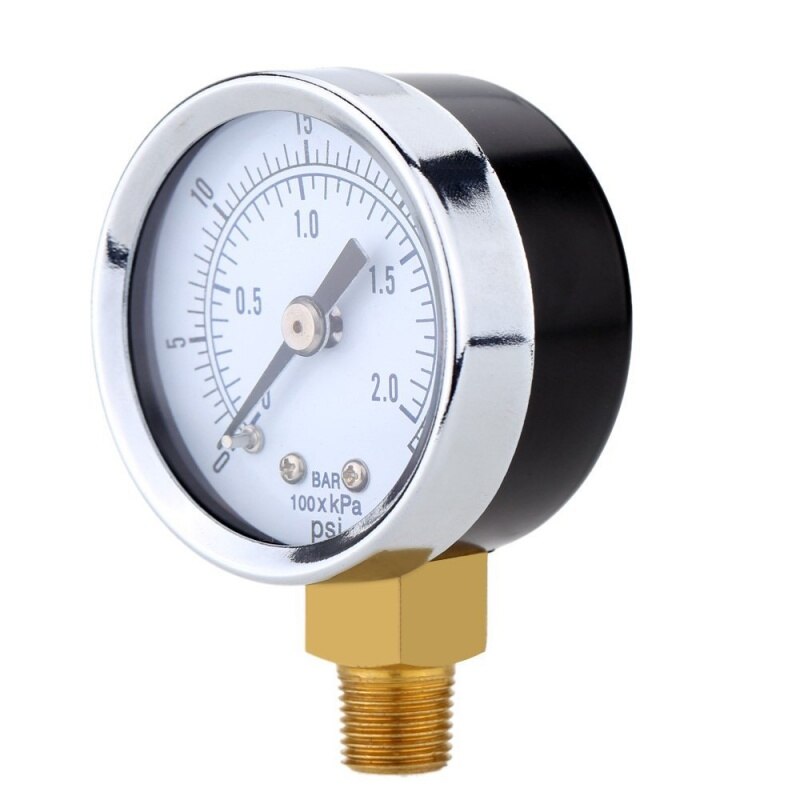 Pressure Gauge - 0 ~ 30 psi 0 ~ 2 bar Mini Dial gauge compressor meters hydraulic pressure gauge Gage double scale Black