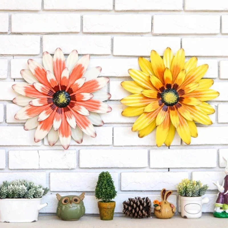 3D-Blumen-Wandkunst-Dekorationen, Metall-Hängeblumen-Wandskulpturen, hängende Verzierung für Badezimmer, Wohnzimmer, Garten, Hof, Zuhause, D