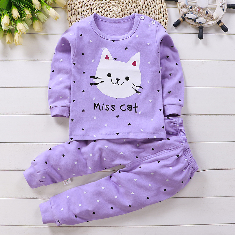 Kids Baby Unisex Underwear Outfits Children Cute Pajamas Suits Children Sleeping Clothing Cotton Toddler Sleepwear: P39