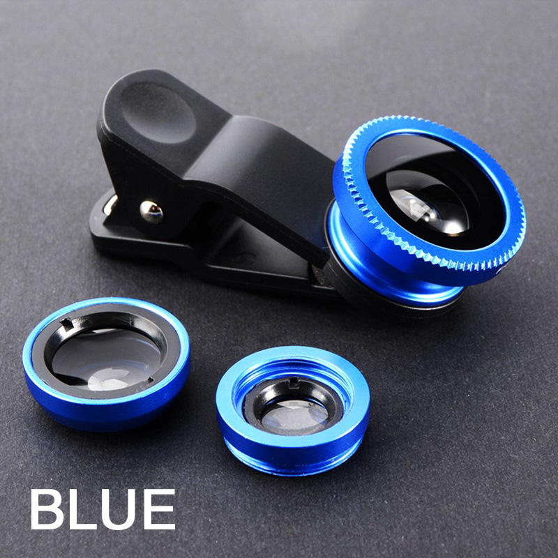 Kit de lentes de câmera de telefone 3 em 1, lentes olho de peixe para celular, zoom 0,67x, grande angular, macro hd, lente de câmera universal para todos os smartphones: Vermelho