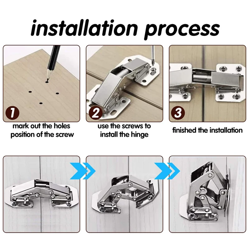 4 zoll Stahl Schrank Scharniere 90 Grad Kein Bohren See Scharnier Küche Schrank Holz Tür Scharniere einstellen DIY Möbel Hardware- Werkzeuge