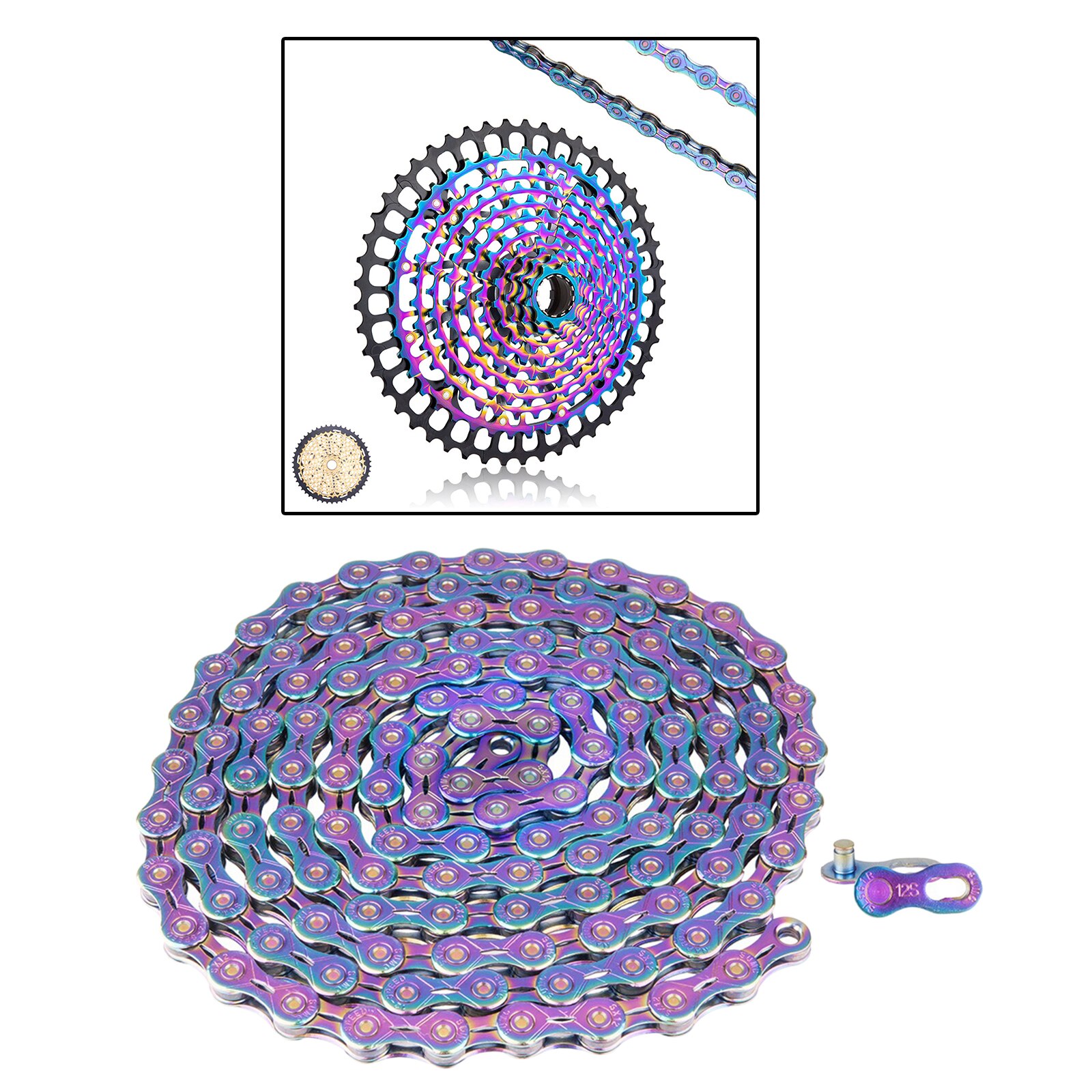 Bike Chain Universal Folding Bicycle 1/2''x11/128'' Chains Fits Shimano: 12S Full Hollow