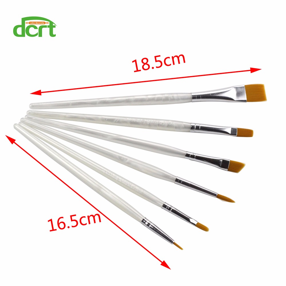 6 stks/set Nylon DIY Cake Decorating Schilderen pen Sugarcraft Bakken Gebak Gereedschappen taart Borstel