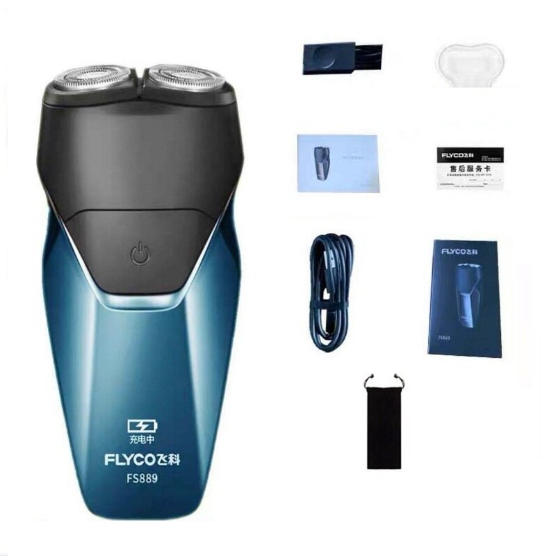 Flyco ipx 7 elektrische waterdichte scheermes, intelligente nat-droog baardtrimmer, afwasbaar scheerapparaat voor mannen, 3d type c, usb, snel opladen: 1