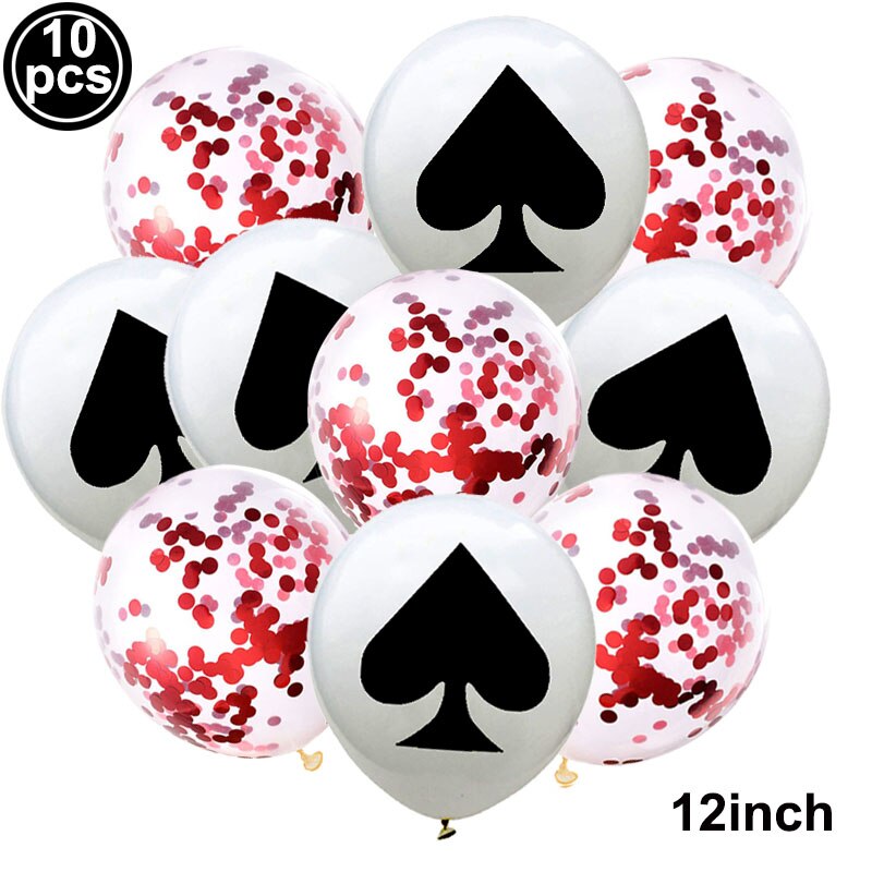 10X Casino Thema Party Decor Confetti Ballon Poker Latex Ballon Set Las Vegas Casino Verjaardag Bruiloft Decor Spades Ballen: A