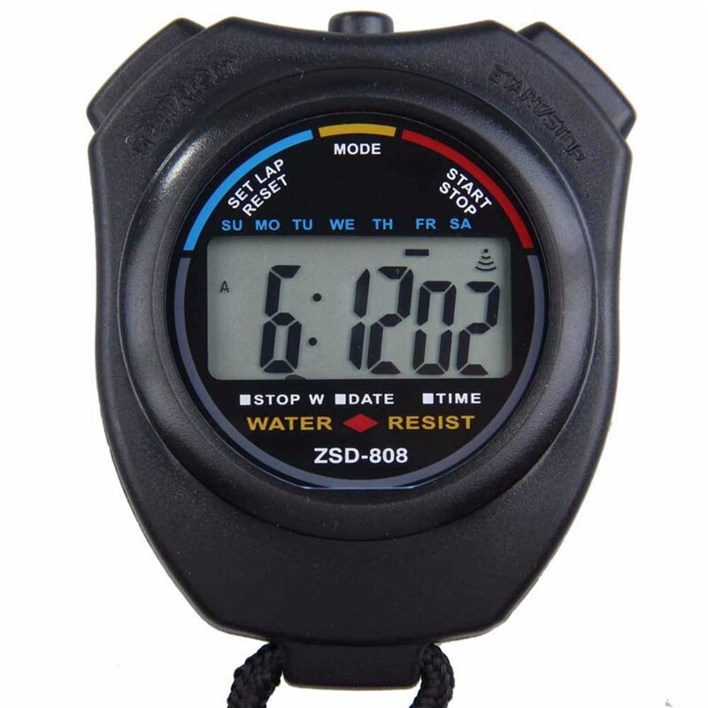 Digital Handheld Lcd Chronograph Sports Stopwatch Timer Stop Watch With String
