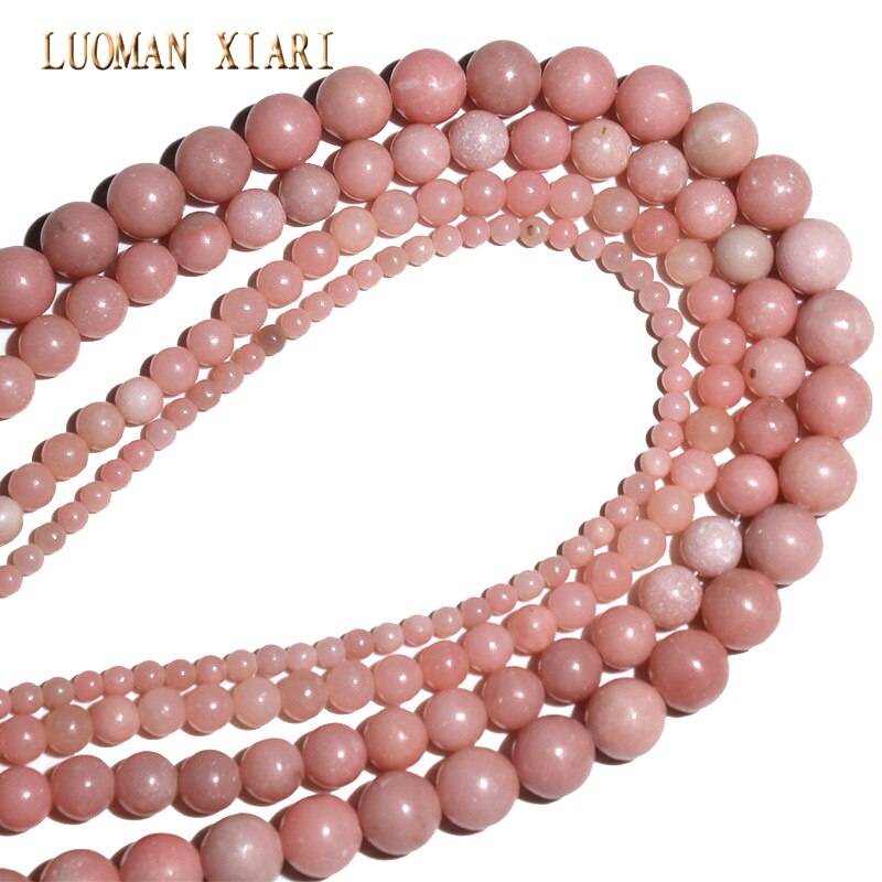 Natuurlijke AAA + Ronde Roze Opal Stone Kralen Voor Sieraden Maken DIY Armband Ketting Materiaal 4/6/8 /10mm Strand 15''