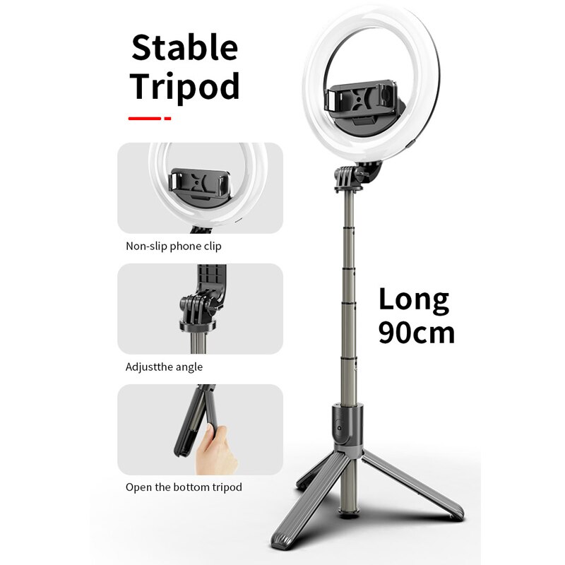 2020 nuovo 4 in 1 selfie ring light wireless Bluetooth selfie stick mini treppiede palmare allungabile selfie stick con telecomando