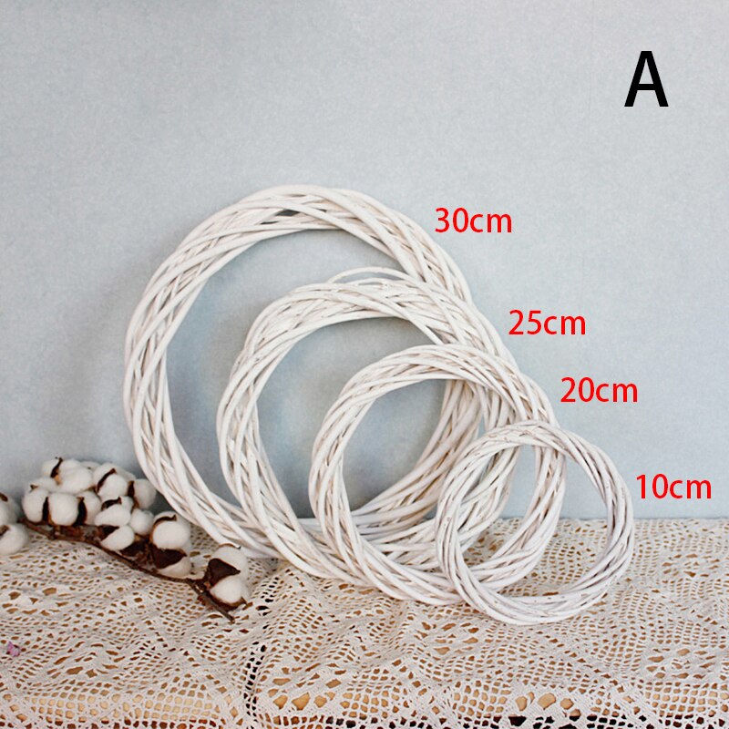 Couronne en osier et rotin de noël 10/15/20/25/30 CM, anneau de vigne, cercle Floral, ornements naturels, accessoires artisanaux bricolage: White fine / 25cm