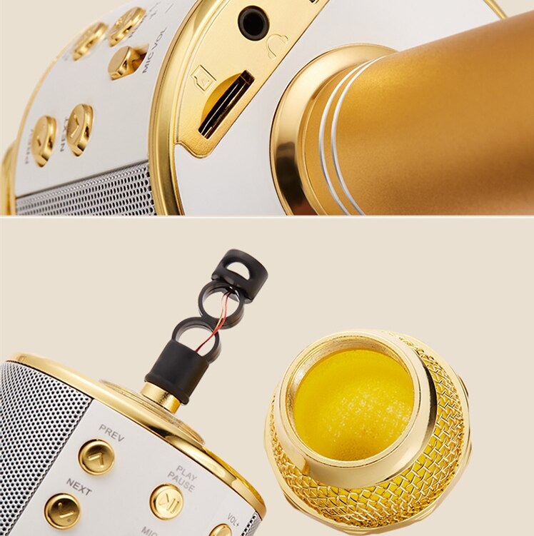 1PCs Portable Bluetooth Wireless Microphone Speaker Handheld Karaoke Mic Music Player Singing Recorder Super Bass KTV Microphone