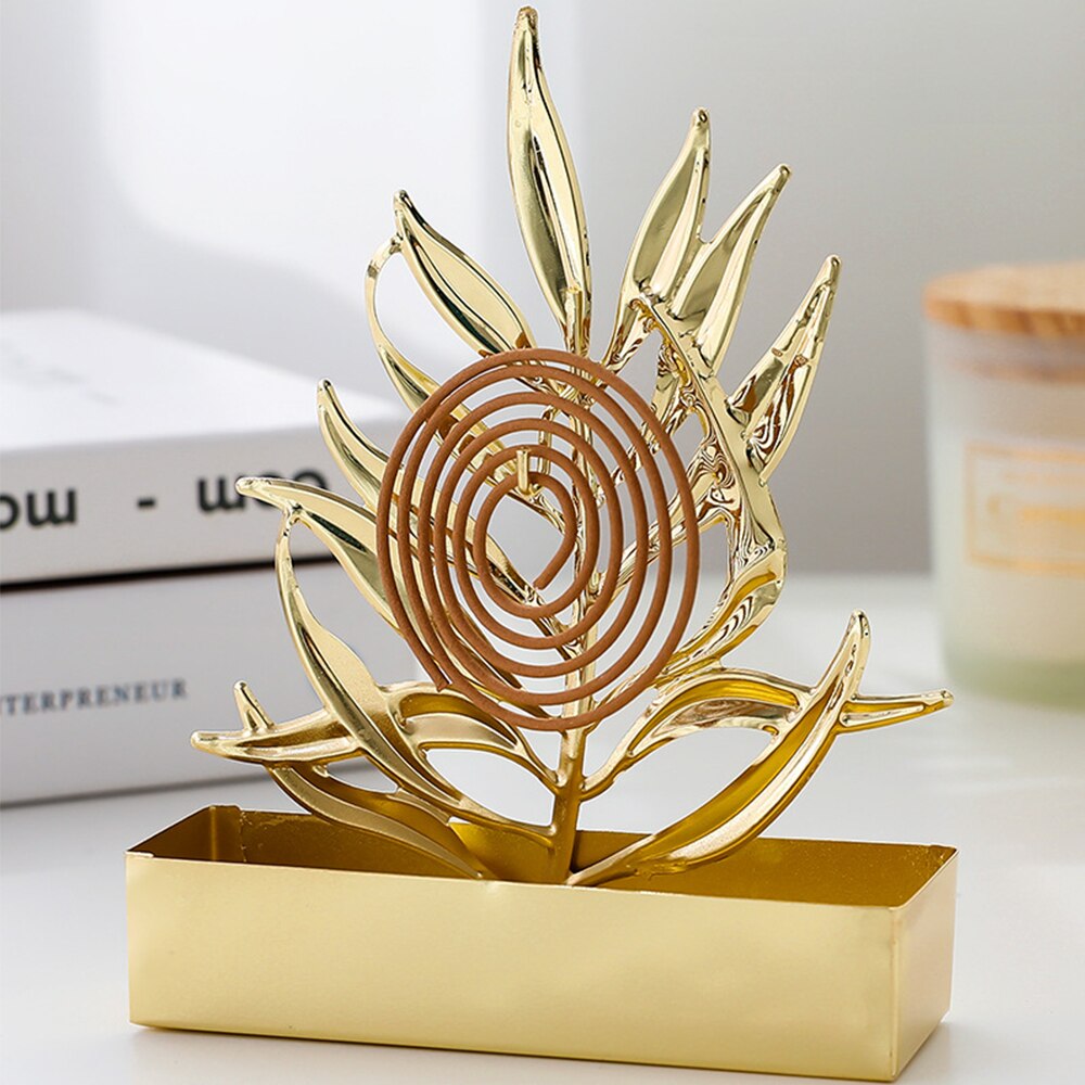 Porte-encens anti-moustique en forme de feuille de Ginkgo, support de bobine en fer, porte-encens répulsif d&#39;insectes , décoration de maison,