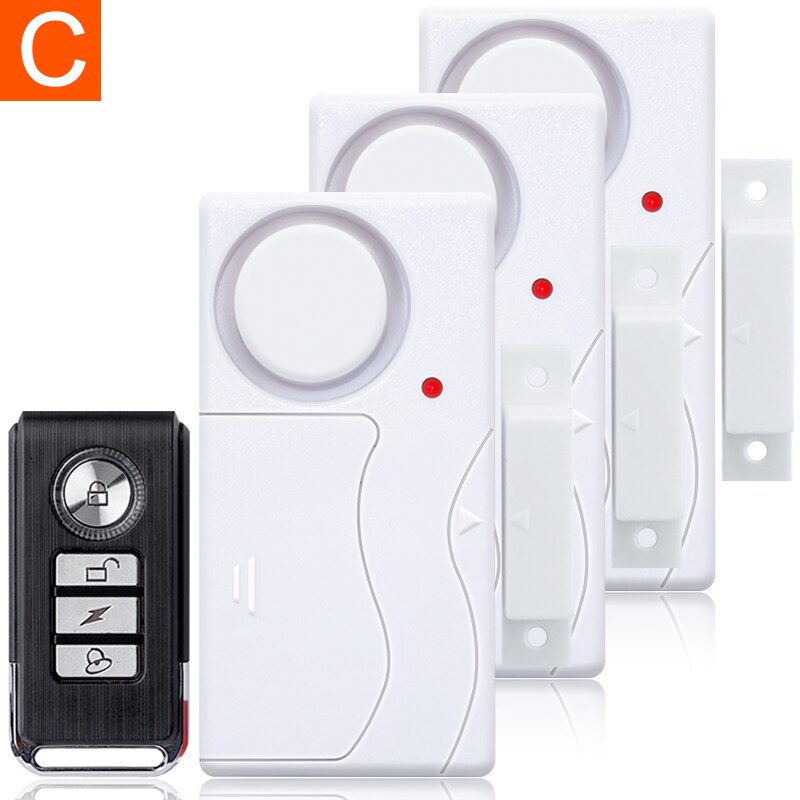 Trådløs fjernbetjening dørvinduer alarm dørmagnet alarmer døre vinduer sensor / sirene indbrudssystemer sikkerhed hjem: C