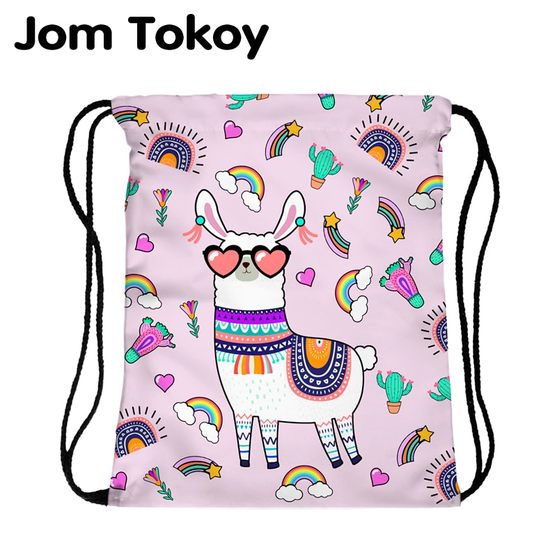 JomTokoy, nueva Mochila de mujer a la , con cordón ajustable, estampado de Alpaca, Mochila de viaje blanda para mujer, bolsas de cordón Mochila skd27139