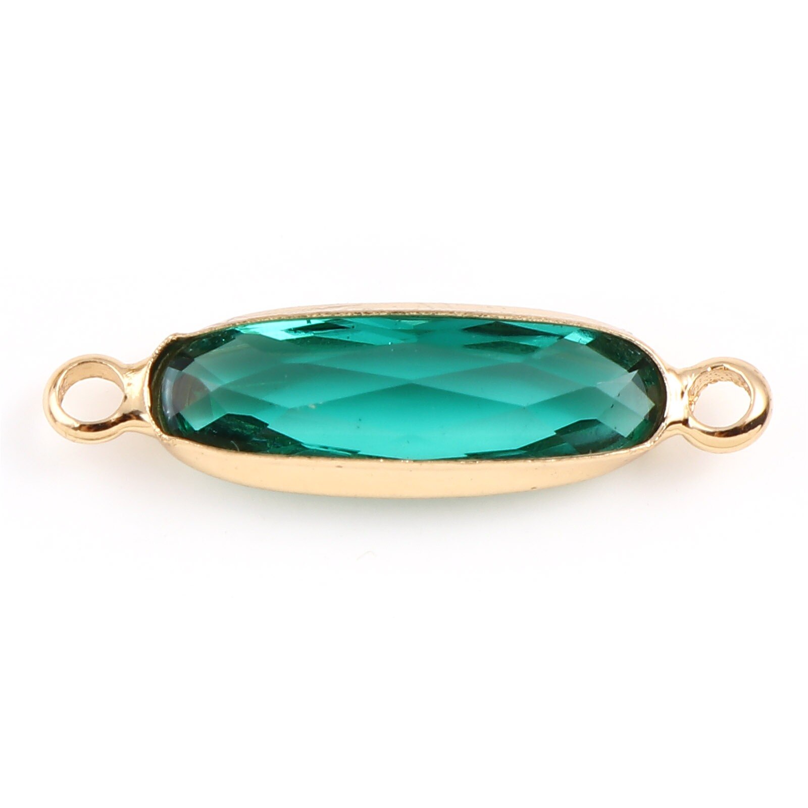 Szkło wielokolorowe złącza owalne złoty kolor miedzi Charms DIY dokonywanie naszyjnik bransoletki kobiety ocena biżuteria, 22mm x 6mm,5 sztuk: Green