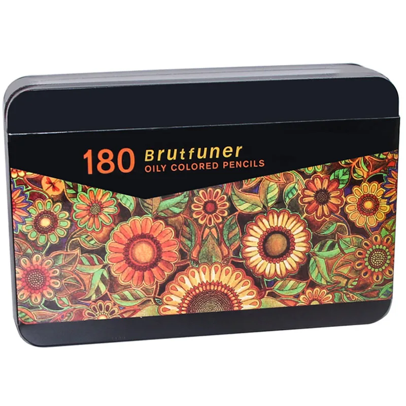 Brutfuner-lápices de colores profesionales, caja de lata para bocetos de madera, suministros de arte escolar, 72/120/180 colores: 180 Colors
