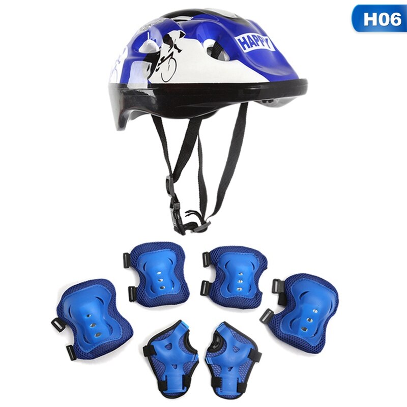 7 Pcs Skating Protective Gear Set Knee Wrist Guard Elbow Pads Bicycle Skateboard Ice Skating Roller Knee Protector Guard For Kid: H06