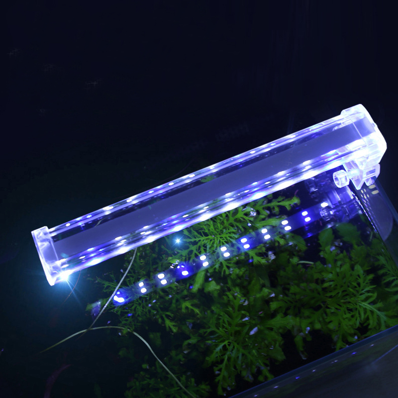 Luz de cristal para acuario, lámpara de luz con Clip para pecera, luces LED para plantas, iluminación para acuario de 14,5-42,5 cm, enchufe europeo