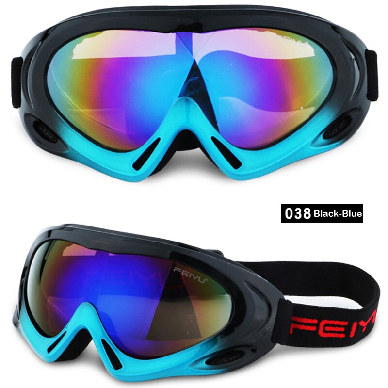 Gogle narciarskie i snowbordowe okulary przeciwsłoneczne okulary anty-uv wiatroodporny sprzęt sportowy profesjonalne zimowe gogle narciarskie dla dzieci mężczyźni kobiety: 038-czarny niebieski