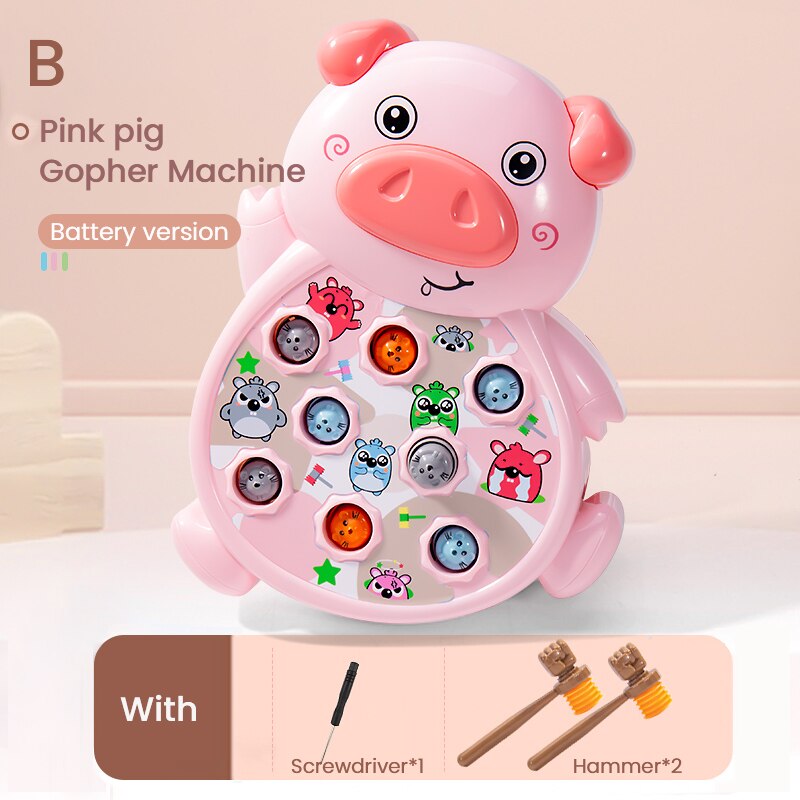 Juego eléctrico de hámster para niños, máquina de juegos para niños, interacción entre padres e hijos, juego de percusión de escritorio para educación temprana para bebés de 1 a 3 años: B
