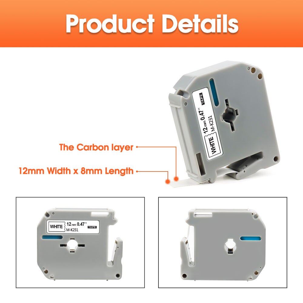 Ecowell Label Tape MK-221 Compatibel Voor Brother MK221 Mk 221 M-K221 9Mm Zwart Op Witte Tape Voor brother P-Touch PT-70 PT-80