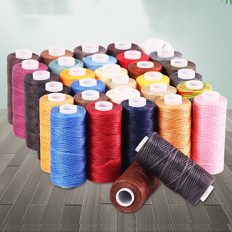 50m 1mm Thickness Waxed Thread For Leather Waxed Cord For DIY Handicraft Tool Hand Stitching Thread Flat Waxed Sewing Line
