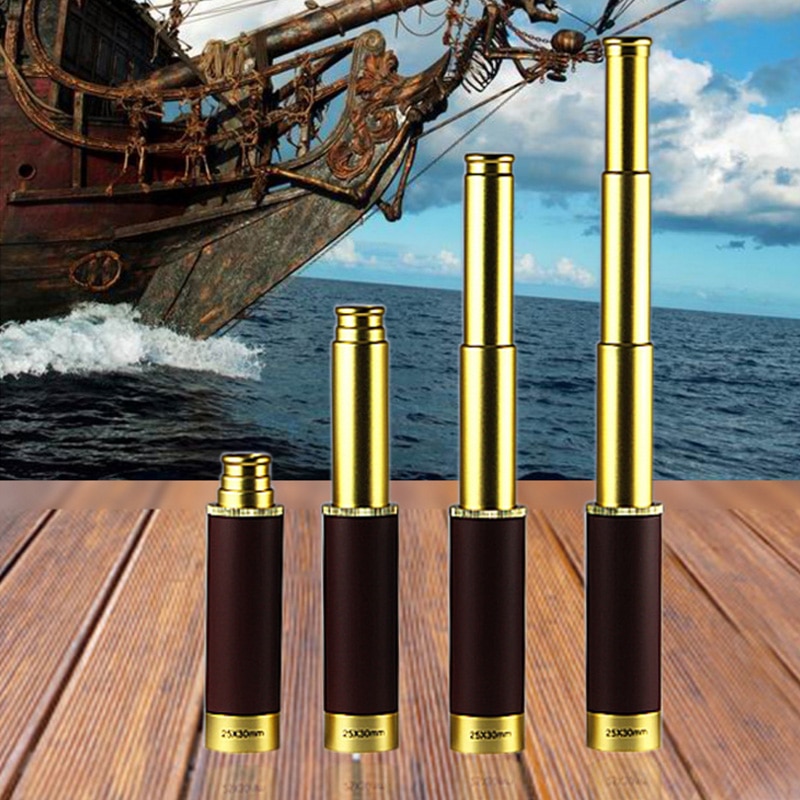 Archaize stil 25 x 30mm nautiskt kikare maritim pirat kapten teleskop monoskop metall hopfällbart utomhus monokulärt teleskop
