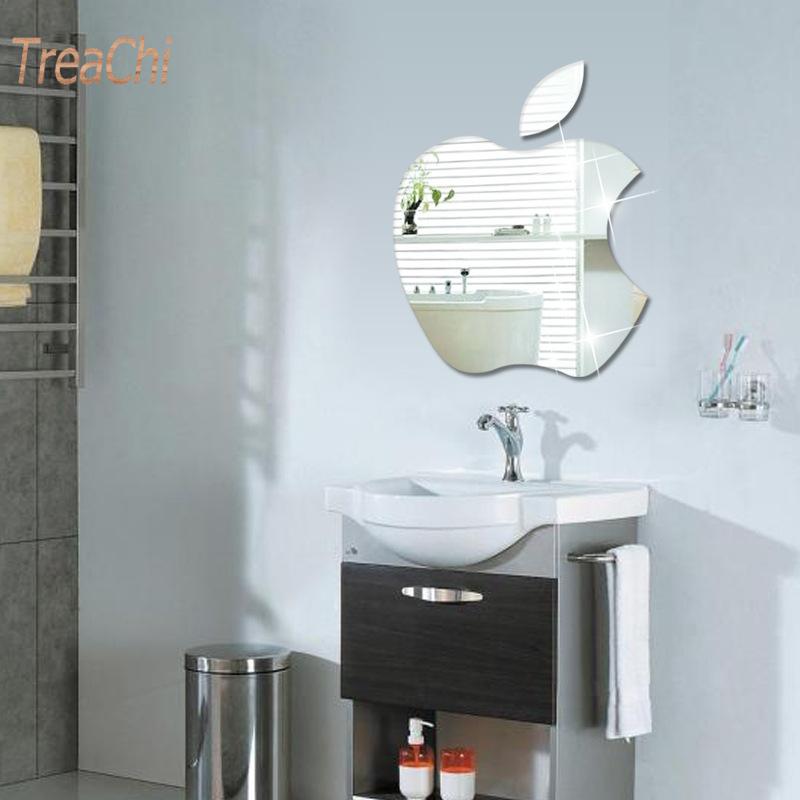 Living Room Bathroom Bathroom Children's Room Self-Adhesive Decoration Mirror Apple Mirror Wall Sticker 30*35Cm