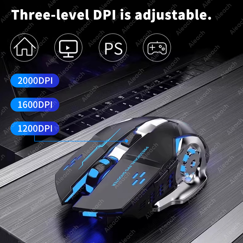 MDNG Ergonomic Gaming Mouse, 2.4G & Bluetooth 2000DPI Adjustable, Electroplating Backlit for iPad Pro/PC/Tablet (500mAh)