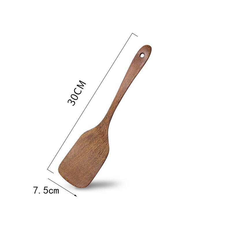 Thaïlande teck bois naturel vaisselle cuillère antiadhésive Pan riz cuillère longue passoire à riz cuisine outil de cuisson: 1pcs  30cm