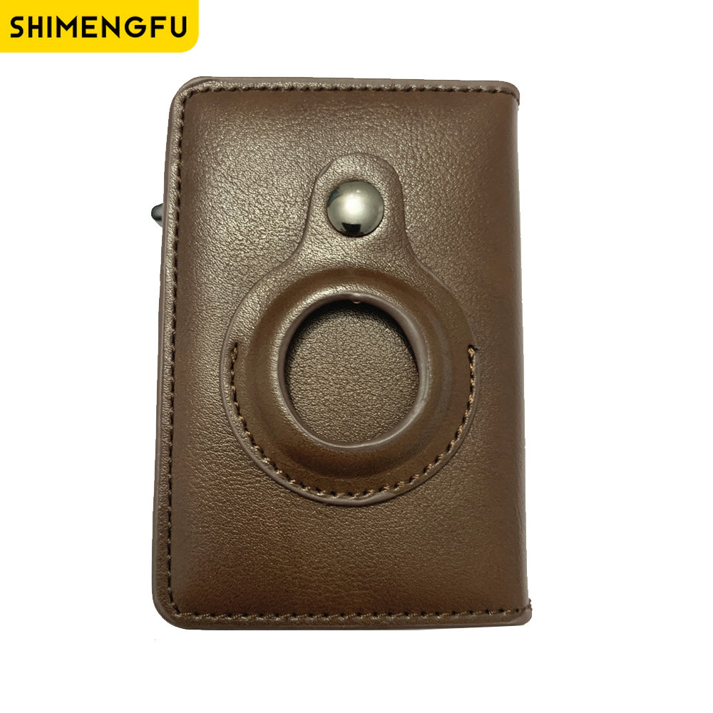 2025 Voor Apple Airtag Portemonnee Mannen Koolstofvezel Mode ID Creditcardhouder Rfid Slanke Airtag Slide Portemonnee Cardholde: Marineblauw