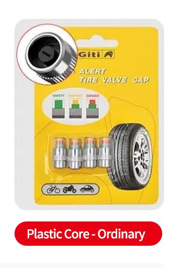 4pack Car Tire Pressure Monitor Gauge Indicator Alert 2.4Bar 36PSI Valve Caps Sensor Indicator Eye Alert Diagnostic Tools Kit: pLastic core