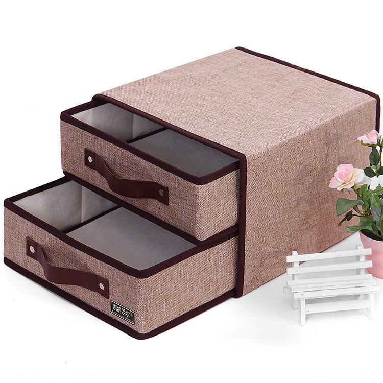 Bedroom Clothes Cabinet Folding Storage Box Wardrobe Socks Cloth Storage Drawers Organizer Underwear Divider Box Container: Beige
