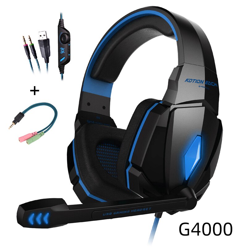 CHAURE Headset über-ohr Spiel Kopfhörer verdrahtet Spielen Headset mikrofon Tiefe Bass Stereo kopfhörer für PS4 PC Neue X-Kasten gamer: G4000 Blau Kabel