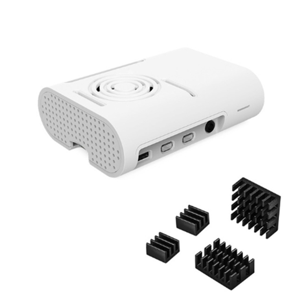 Aokin Raspberry Pi 4 Model B Case met Cooling Fan Heatsink Aluminium Koellichaam Voor Raspberry pi 4 4B Cover: white with heatsink