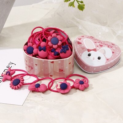 20 pièces/lot nouvelle boîte emballé filles mignon dessin animé élastique bandes de cheveux chapeaux chouchous bandes de caoutchouc bandeaux accessoires de cheveux: Red