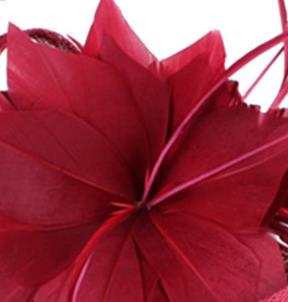 Women Sinamay Fascinators Hair Clip Wedding With Feather Nice Gold Hair Accessories Women Party Hat Wedding Headwear Hair Pins: wine red