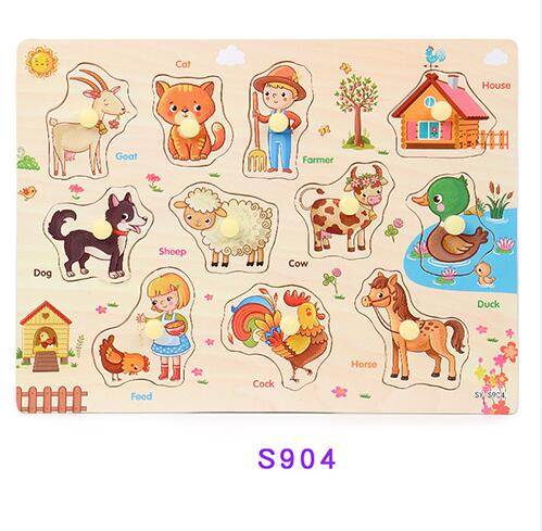 Kids Puzzels Speelgoed Voor 2-4 Leeftijden, houten Speelgoed Puzzels Kids Houten Games Onderwijs Leren Speelgoed Cartoon Dier Voor Kinderen Speelgoed: Geel