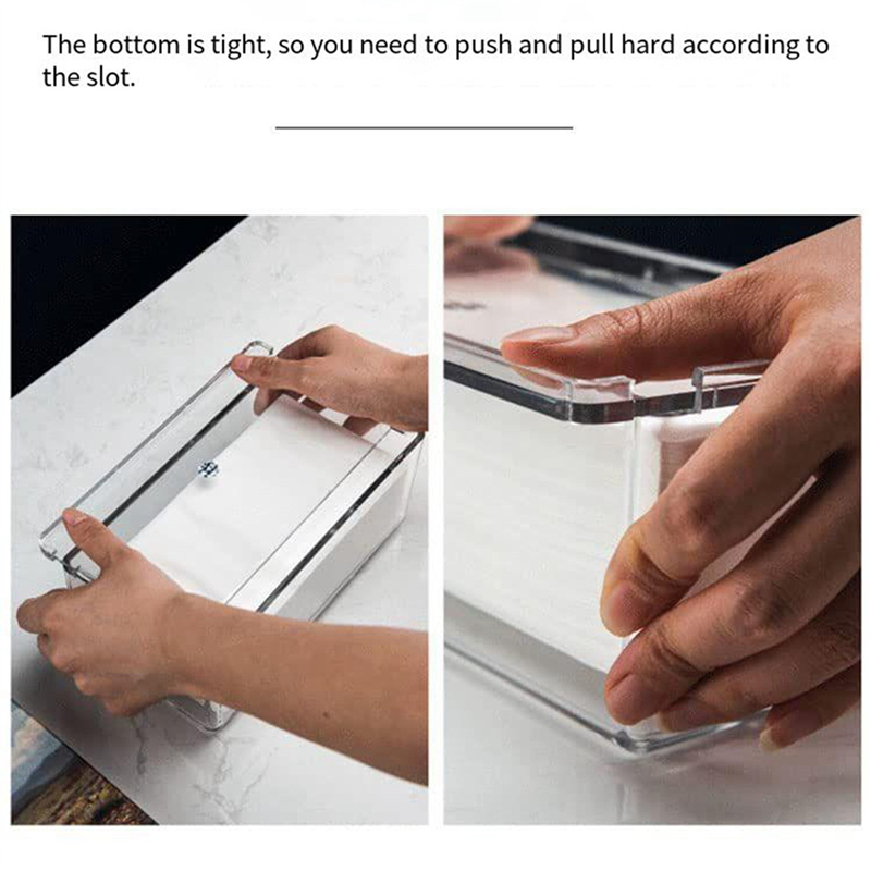 Soporte de caja de pañuelos acrílicos transparentes ABGE-3X con cubierta, caja dispensadora de pañuelos faciales para encimera, hoja secadora de plástico transparente A: Default Title