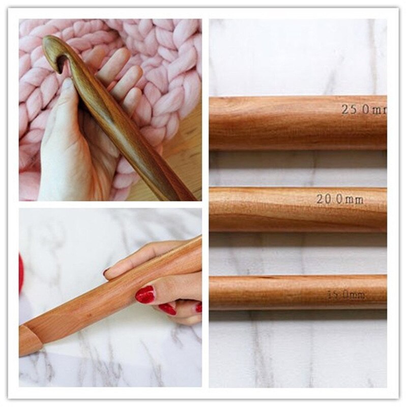 15Pcs Houten Bamboe Breien Gehaakte Set Weave Garen Craft Kit Grote Breien Naalden Handgemaakte Haaknaalden